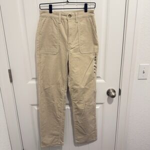 Kancan Women's 90's Straight Ivory Corduroy Pants High Waisted Size 26x30